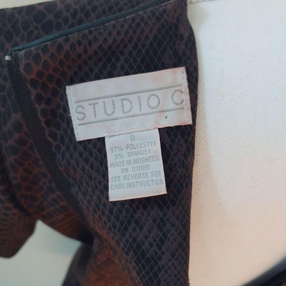 Studio C / 8 /Snakeskin Print Brown Dress - Picture 7 of 7